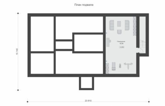 Одноэтажный дом с подвалом и гаражом